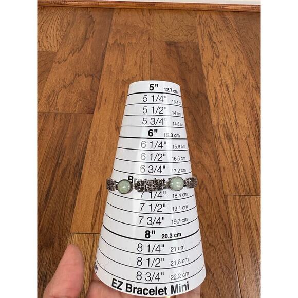 B10 Sterling Silver 925 Vintage Bracelet Green Stone Old Money Coquette Asian - Picture 9 of 9